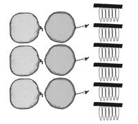 TEHAUX 12pcs Elastic Wig Caps Set for Women - Breathable Hair Nets with 3 round 6-inch, 3 Square 5.5x7-inch, and 6 Six-tooth Mesh Clips - Portable Wig Cover Accessories for Styling