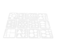 TEHAUX 12pcs Geometric Shapes Stencil with Irregular Patterns for Artists Plastic Painting Templates for DIY Crafts Classroom Art Projects Chalk Drawing Fabric and Journal Decoration