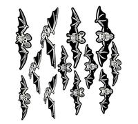 TEHAUX 12pcs Glow Dark Halloween Hanging Bats with Wings Luminous Bat Ornaments for Indoor Outdoor Lawn Decoration Spooky Wall Stickers and Party Decor