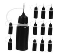 TEHAUX 12pcs Reusable Needle Tip Applicator Bottles Black Plastic Squeeze Dropper Containers for Precise Glue Crafting Medicine Dosing and Beauty Use