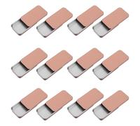 TEHAUX 12pcs Rose-Gold Slide Top Tin Containers 60x34x11mm Rectangular Lip Balm Tins with Sliding Lid for Lip Gloss, Soap, and Small Accessories Storage