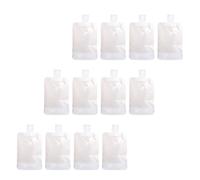 TEHAUX 12pcs Travel Lotion Pouch Set Reusable Leak-proof Portable Squeezable Plastic Cosmetic Storage Bags Nozzle for Storing Shampoo and Shower Gel