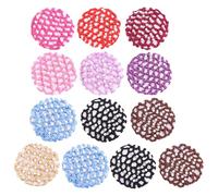 TEHAUX 13pcs Mesh Crochet Hair Net with Elastic Band Design for Women Sturdy Cloth Material Bun Cover Net to Hold and Fix Hair Bun Accessory for Professional Dancing Random Color