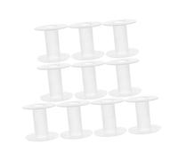 TEHAUX 15pcs White Plastic Empty Spools for Elastic String and Ribbon Small Thread Bobbin Spools for Crafts and Jewelry Making Semi- Plastic Wire Holder for Sewing and Embroidery