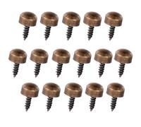 TEHAUX 16pcs 9mm Thickened Copper Self-tapping Screws with Decorative Flat and Curved Caps for Glass Mirror Cabinet Furniture Fixing Hardware in Antique Copper