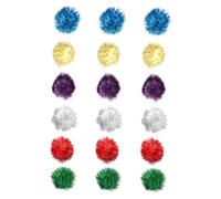 TEHAUX 18pcs Cat Tinsel Pom Pom Balls Glitter Sparkle Playthings for Indoor Cats Interactive Supplies to Reduce Separation Anxiety and Encourage Active Exercise Random Color