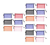 TEHAUX 18pcs Make up Travel Bag Mesh Zipper Pouch for Pencil Pen Bag Multipurpose School Office Cosmetics Accessories