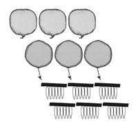 TEHAUX 1set Elastic Breathable Wig Mesh Net Caps with Stretch Dome Caps for Hairnet Bun Making Wear-resistant Adjustable Hair Cover for Afro Puff Ponytail Styling
