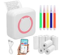 TEHAUX 1set Portable Thermal Label Printer Inkless Usb Label Maker for Students Pocket-sized Design Wireless Connectivity Includes of Printing and Colored Pens
