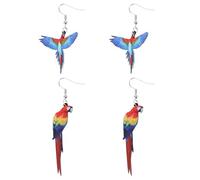 TEHAUX 2 Pairs Acrylic Bird Earrings Set Hummingbird, Pigeon, Eagle, Owl, Parrot Ear Drops for Women Fashion Ear Decor