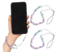 TEHAUX 2 Pcs Crystal Stone Phone Lanyards with Thread Anti-lost Wrist Straps for Cell Phones Keys Purses and Accessories Purple Color Matching Stylish Decoration