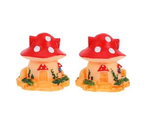 TEHAUX 2 Pcs Mushroom House Model Garden Decor Cute Reptile Box Decoration Accessory for Flower Pots and Scenes