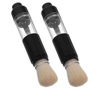 TEHAUX 2 Pcs Pressed Powder Brush Refillable Makeup Powder Brush Lightweight Nylon Material Simple Look Design Not Easy to Deform Suitable for Delicate Skin Travel Use