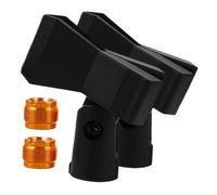 TEHAUX 2 Sets Microphone Clip Holder with Spring Clamp for Wired Wireless Mics Includes Male to Female Adapter Secure Fit Mic Stand Clip for Recording Live Streaming Presentations