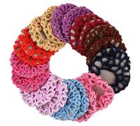 TEHAUX 20 Pieces Crochet Bun Cover Bun Mesh Cover Lightweight Handmade Knit Mesh Fabric Hair Net Fabric Elastic Cord for Women Keep Hair Neat and Tidy Special Occasion Dances Random Style