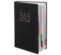 TEHAUX 2026 Daily Planner Notebook A5 Black PU Cover with Weekly Monthly Calendar, Academic Year Organizer for Students and Entrepreneurs, Hard Cover Appointment Book for Time Management