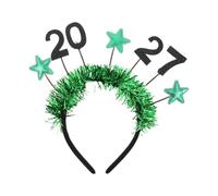TEHAUX 2027 New Year Headband with Starshaped Design in Green, Ultra Lightweight Non-woven Fabric Hair Accessory for Nye Party and Joyful Celebrations, Universal Fit for Ages