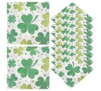 TEHAUX 20pcs Clover Party Napkins Shamrock St Patricks Day Patterned Decorative Dinner Themed Party Supplies Disposable Paper Napkins for St Patricks Day