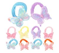TEHAUX 20pcs Glitter Butterfly Hair Ties for Elastic Hair Bands with Unique Bow Shape and Sparkling Design for Daily Wear and Parties