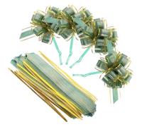 TEHAUX 20pcs Green Pull Bows for Gift Wrapping with Flower Shape Shiny Ribbon Party Supplies for Christmas Wedding Birthday Basket Decorations Easy to Use
