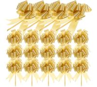 TEHAUX 20pcs Large Golden Pull Bow for Gift Wrapping, Decorative Plastic Packaging Bow, Easy to Assemble and Sturdy, for Crafts and Bath Baskets