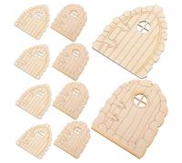 TEHAUX 20pcs Miniature Fairy Door Set Unfinished Small Wooden Garden Doors for DIY Craft and Tree Hanging