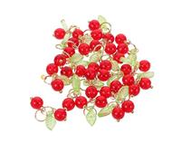 TEHAUX 20pcs Red Cherry Charms: Mini Cute Fruit Bead Charms Plastic Beaded Pendant Beads - for Earrings Bracelets Necklaces Jewelry Making DIY Crafts