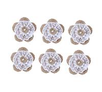 TEHAUX 20pcs Small Handmade Jute Burlap Flowers Lace and Beads for Wedding Christmas Party Craft Making Shoe Flower Hat Rustic Hessian Decor
