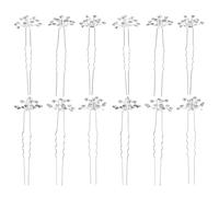 TEHAUX 20pcs White U-shaped Rhinestone Hairpins with Breath Design, Metal and Resin Material, Secure Fit for Bridal Photo Shoots and Wedding Photography, Elegant Hair Accessories