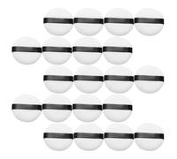 TEHAUX 20pcs White Velvet Powder Pads with Ribbon Small Face Makeup Applicators for Loose and Pressed Powder Soft Fluffy Cosmetic Tools for Women’s Facial Setting and Touch-up Random