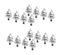 TEHAUX 25pcs Rustic Metal Jingle Bells Small Alloy Pendant Charms for Jewelry Making Crafts Lightweight Vintage Mini Bells with Soft Melodious Sound for Wind Chimes Necklaces Bracelets