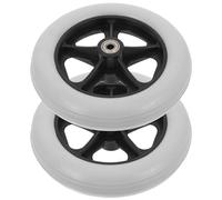 TEHAUX 2pcs 8-inch PVC Front Directional Wheels Replacement for Wheelchair Walker Accessories, Sturdy Mobility Scooter Parts for Transport and Shopping Trolleys