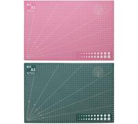 TEHAUX 2pcs A3 Size Double-Sided PVC Cutting Mats Scale, Engraving and Sewing Craft Boards, Green and Pink Self-Healing Pads for Precision Cutting