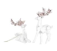 TEHAUX 2pcs Acrylic Hanging Reindeer Ornaments Clear Elk Pendants with Sequin Finish for Christmas Tree Indoor Holiday Decor Easy to Hang Festive Elk Figurines