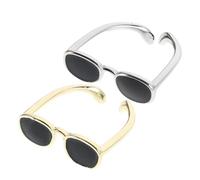 TEHAUX 2pcs Adjustable Mini Eyeglasses Finger Ring for Women Teens Unique Open Design Fashion Statement Jewelry for Parties Dates Weddings Romantic Couple Symbol Accessory