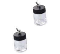 TEHAUX 2pcs Airbrush Paint Bottles Glass Jars Cover Adapter for Siphon Airbrushes Professional Refillable Paint Cup for Model Painting and Crafting