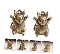 TEHAUX 2pcs Antique Brass Mouse Pendant Keychain Creative DIY Charms for Key Luggage Decoration Easy Install Vintage Style Craft Accessories for Birthday