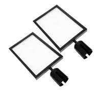 TEHAUX 2pcs Black A4 Portrait Pedestal Sign Holder for Stanchion Queue Barriers, Metal Floor Standing Sign Frame for Office, Restaurant, and Event Display