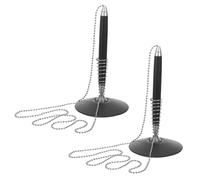 TEHAUX 2pcs Black Metal Reception Desk Pens with Adhesive Base, Space-saving Desktop Organiser for Office Signature and Hotel Front Desk Use