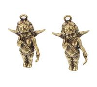 TEHAUX 2pcs Brass Cupid Couple Keychains Pendants Deform Resistant Cartoon Cupid Keychain for Valentine's Day