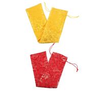 TEHAUX 2pcs Brocade Drawstring Storage Bags for Chinese Paintings and Calligraphy Scrolls, 40cm Thickened Silk Fabric with Bright Yellow and Red Traditional Dragon Patterns, Wedding
