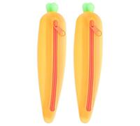 TEHAUX 2pcs Cartoon Carrot Shape Silicone Pencil Cases, Portable Pen and Pencil Organizer with Large Capacity to Prevent Stationery Losing, Creative Lovely Design