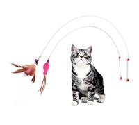TEHAUX 2pcs Cat Feather Wand Stick with Bell for Interactive Play and Training Fashion Fish Shape Plastic and Wire Material Gift for Friends Who Have Cats