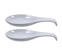 TEHAUX 2pcs Ceramic Spoon Rest Spoon Holder, Blue Retro Elegant Chopstick Rest Accessory for Kitchen Countertop, Space-Saving Compact Design