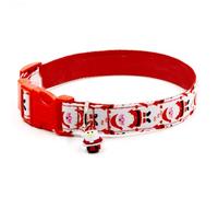 TEHAUX 2pcs Christmas Pet Dog Cat Collars with Santa Claus Print, Quick-release Buckle and Easy Adjustable Nylon Necklaces for Small Dogs and Cats, Size S, Red, for Fashion and Tie