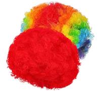 TEHAUX 2pcs Clown Wig Set Soft and Comfortable K Silk Material Rainbow Afro Wigs for Costume Parties and Role-playing in Retro Disco Style