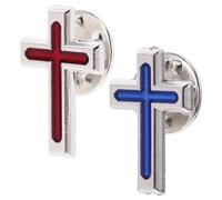 TEHAUX 2pcs Cross Brooch Pins Set for Men - Metal Prayer Pin Brooch Lapel Clothes Accessories for Holy Communion, Baptism, and Religious Events