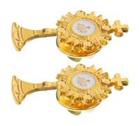 TEHAUX 2pcs Cross Pins Cross Brooches Elegant Zinc Alloy Easy to Use Convenient to Carry Party Attire Accessories Christian Church Events