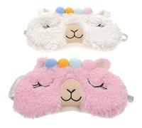 TEHAUX 2pcs Cute Alpaca Sleeping Eye Masks for Travel and Night Use, Soft Breathable Eye Cover, White and Pink Sleep Mask for Women Random Color