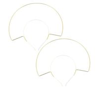 TEHAUX 2pcs DIY Crown Headdress Frame Hair Hoops for Weddings and Convention Events, Iron Wire Headband Base with Comfortable Fit and Quick Disassembly, Geometric Golden Headband